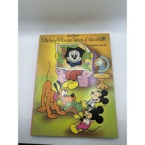 Vintage Walt Disneys Mickey Mouse Takes A Vacation Puppet Book